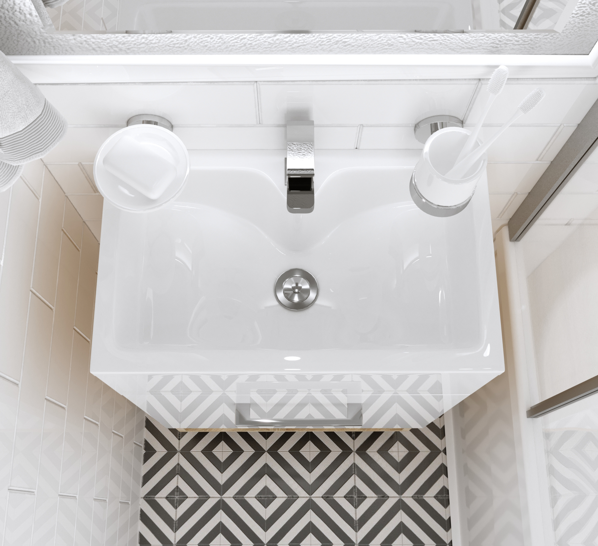 У85933 Тумба с раковиной July 50Н 1д. Дуб Сонома 1 Marka JULY - Вид №2