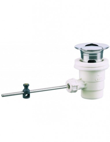 103500 000 00  Автоматический пластиковый слив для умывальника, с латунным клапаном, с горизонтальным язычком, затяжка 40/50 мм, NF Valentin Хром  - Вид №1