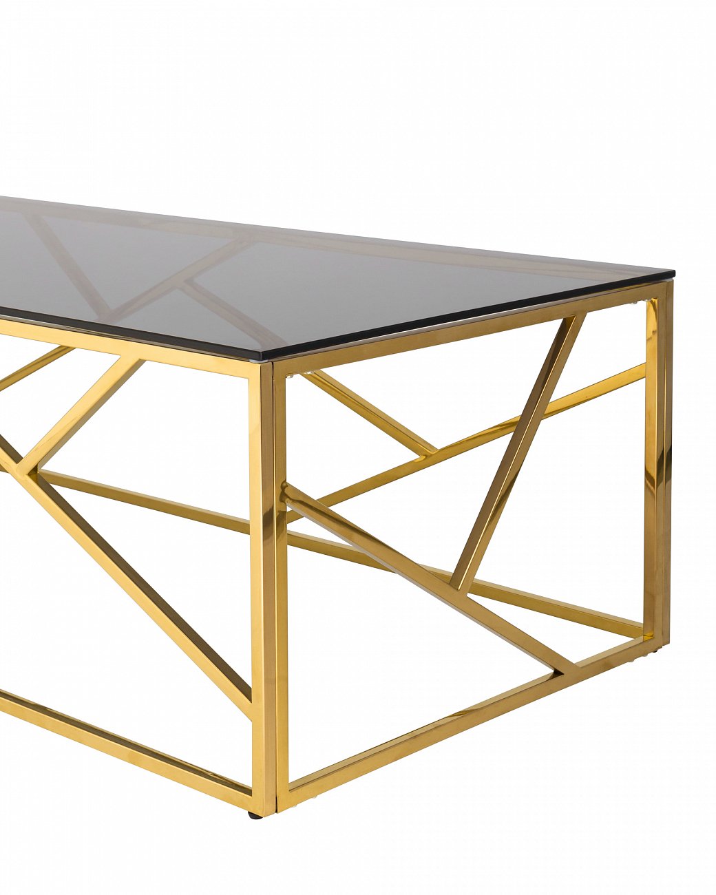 Журнальный столик стеклянный дымчатый с основанием золото 120х60 см "Арт Деко" STOOL GROUP  00-3881899 Золото  - Вид №2