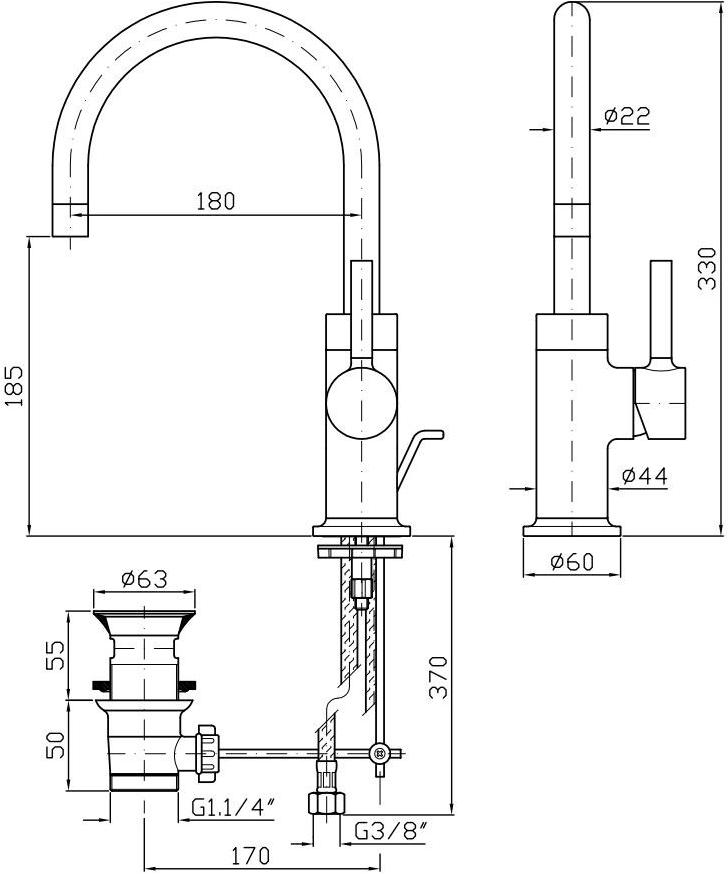 ZUCCHETTI Смеситель для раковины, однорычажный Pan Zp6588 - Вид №2