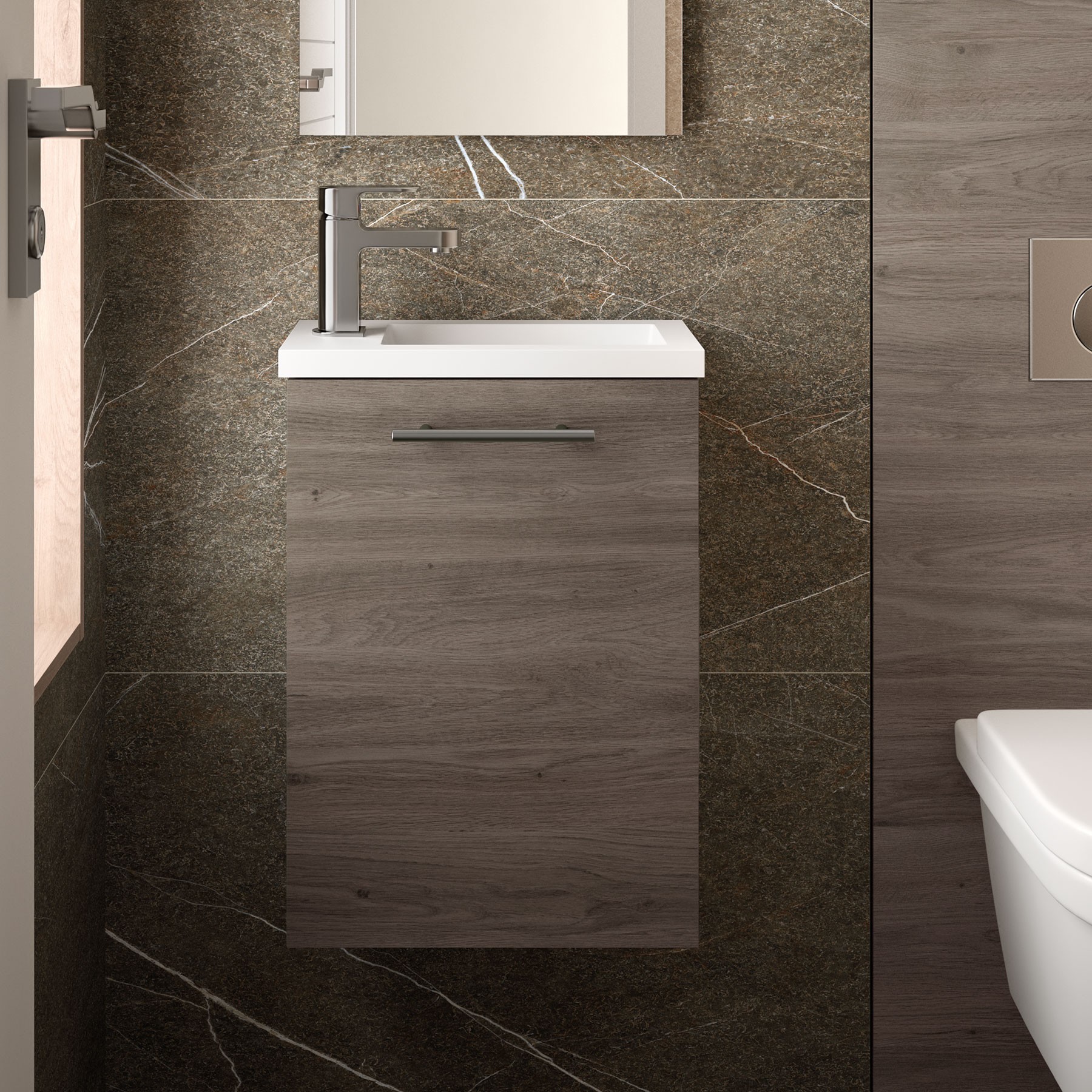 85164 SALGAR Мебель для умывальника MICRO 400 ETERNITY OAK + Раковина Робл Вечность