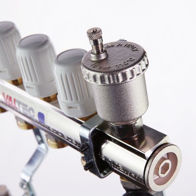 VTc.594.EMNX.0705 Коллекторный блок латунный c термостатическими и балансировочными клапанами Valtec 1 1/4", 5 x 3/4", "евроконус"  - Вид №8