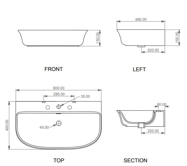 Керамическая подвесная раковина GSG Ceramic Design Flut ARCH-00062679 - Вид №7