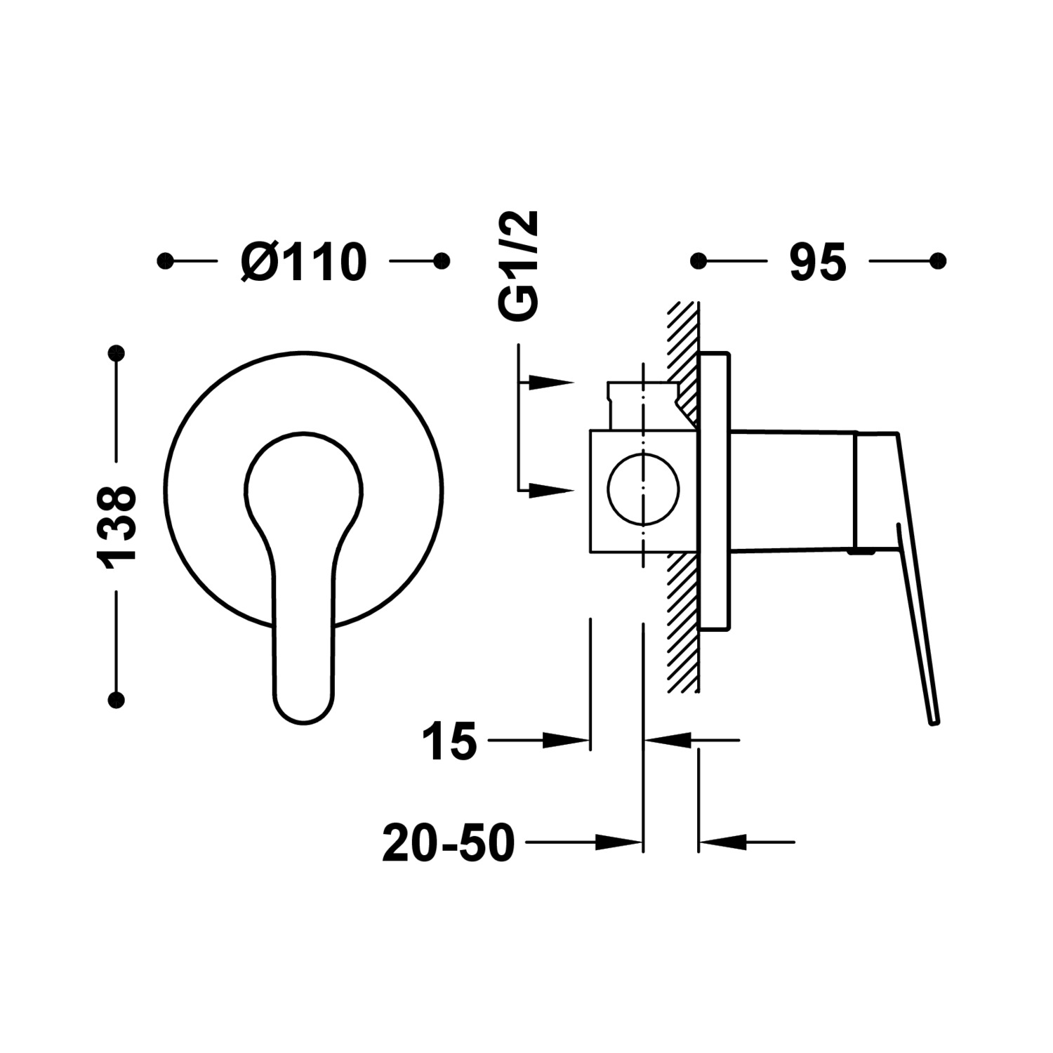 БАЗОВЫЙ 1-ходовой смеситель для душа с одной ручкой-21517701 TRES Base - Вид №1