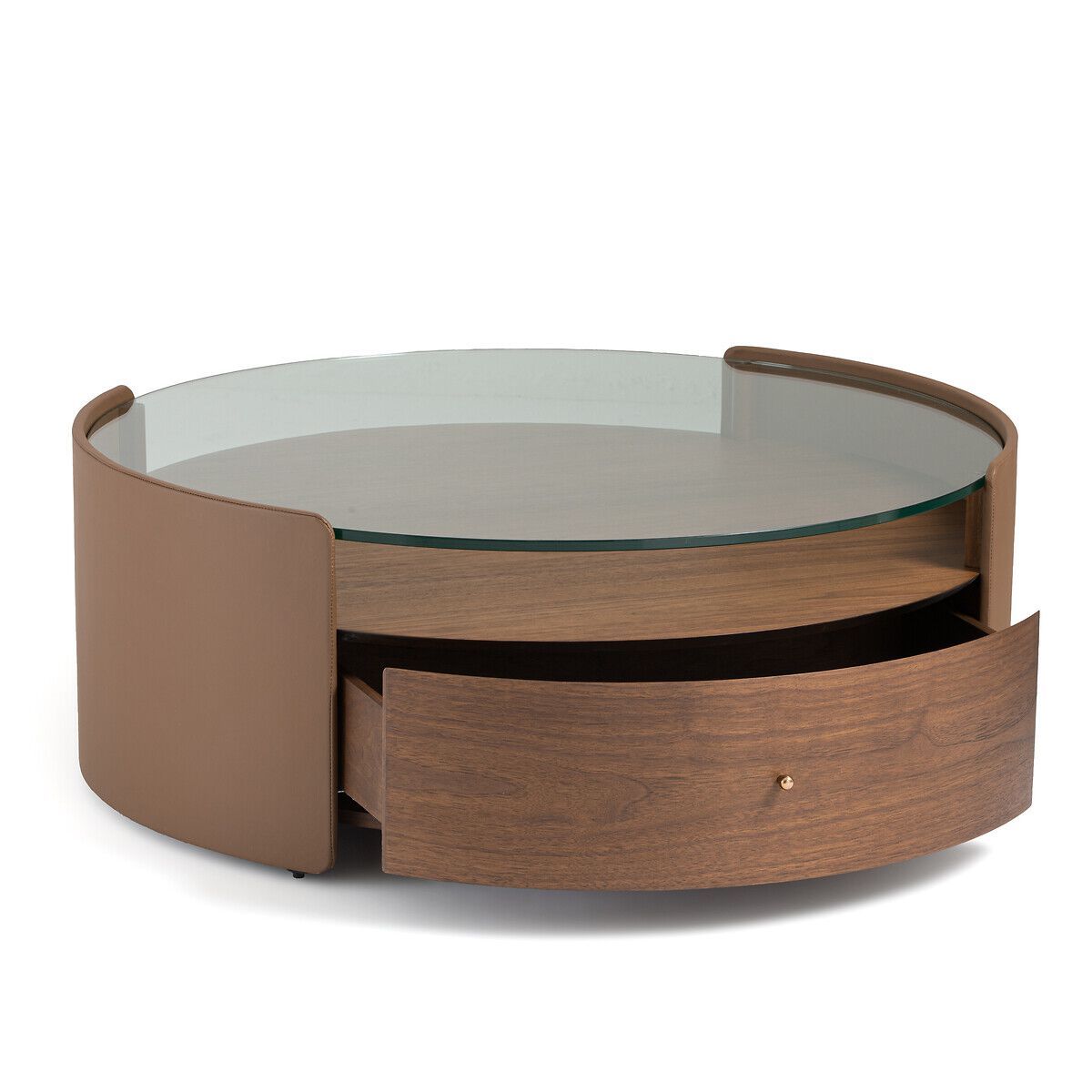 Круглый деревянный и кожаный журнальный столик AMPM Firmo ARCH-00008123 - Вид №3