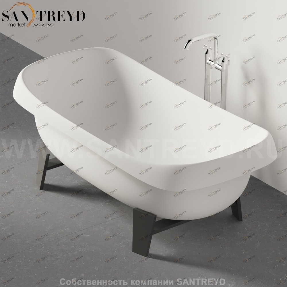 Ванна свободностоящая PEAR CUT белая на графитовом каркасе Agape AVAS0922ZZG