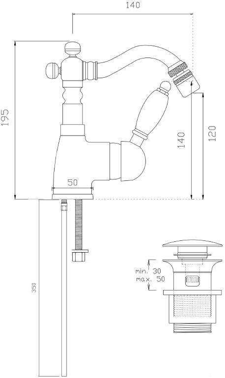 BLEU PROVENCE Смеситель для биде из латуни на террасе Rubinetti per bidet Rb1074 - Вид №1