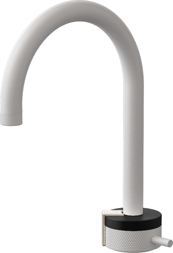 E-11502-R1MBK-L2BNi-WT Однорычажный прогрессивный смеситель для раковины - излив 16см GRAFF MOD+