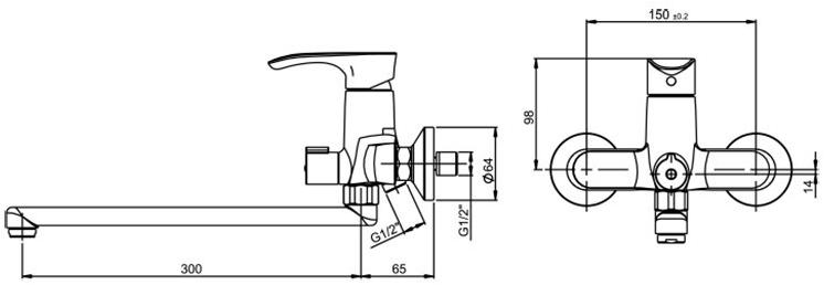 Paini Palermo PACR119KM смеситель для ванны с длинным изливом  - Вид №3
