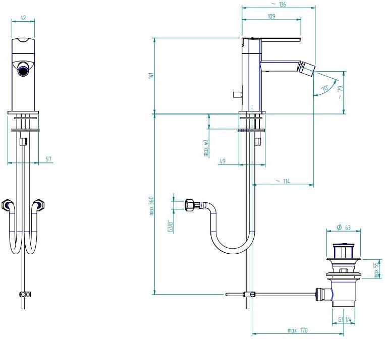 ZAZZERI Смеситель для биде, однорычажный, настольный Tango sun-id-1500343 - Вид №1