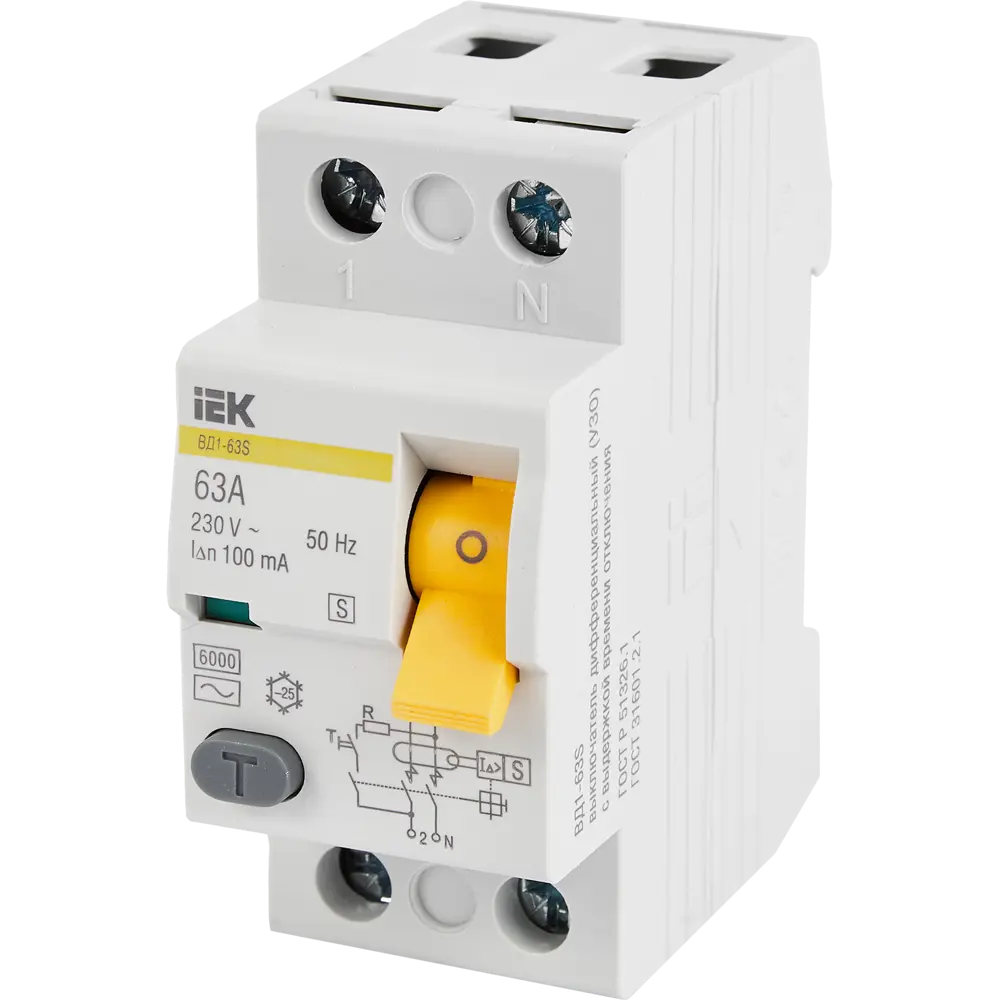УЗО IEK ВД1-63S 2Р - защита от токов утечки в электросетях 82309850 STLM-0024388