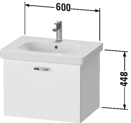 XB607004949 Тумбочка подвесная XBase #XB6070 600 x 458 мм Графит матовый, декор Duravit  - Вид №1