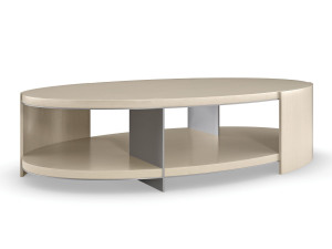 Деревянный овальный журнальный столик с колесами