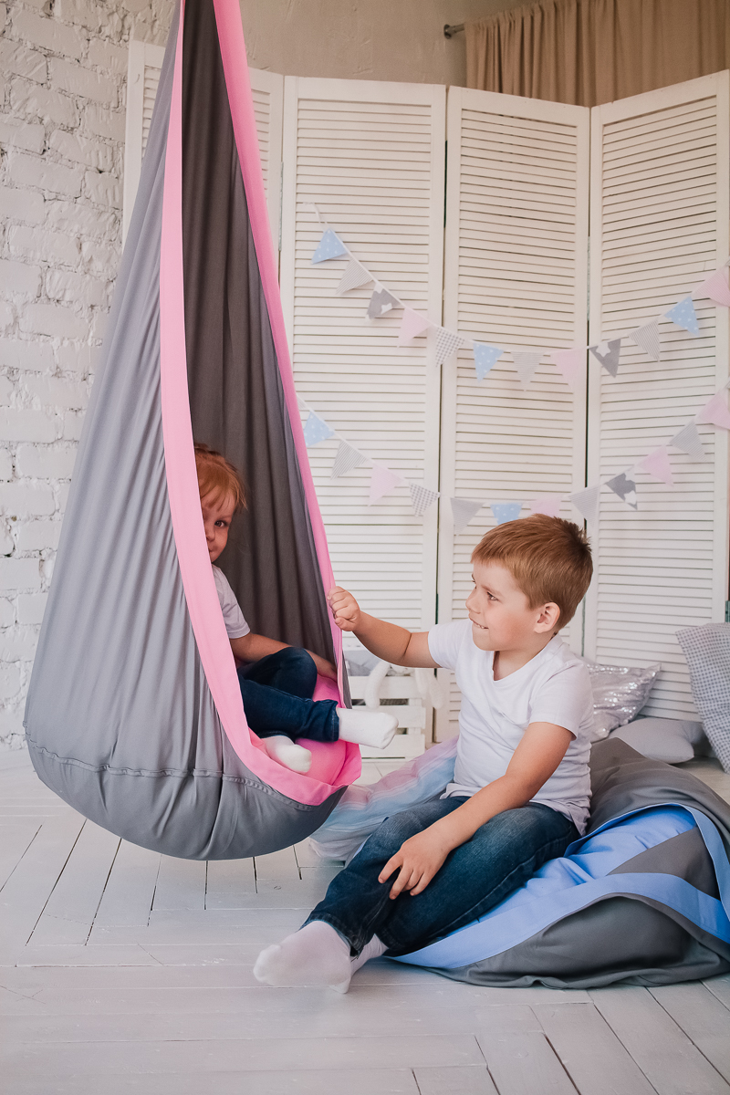 Подвесное кресло-кокон серо-розовое ПОКАЧАЙКА  326712 Серый Santreyd  - Вид №1