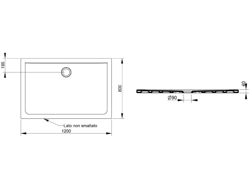 Керамический нескользящий прямоугольный поддон для душа Ceramica Dolomite SQUASH ARCH-00046905 - Вид №22
