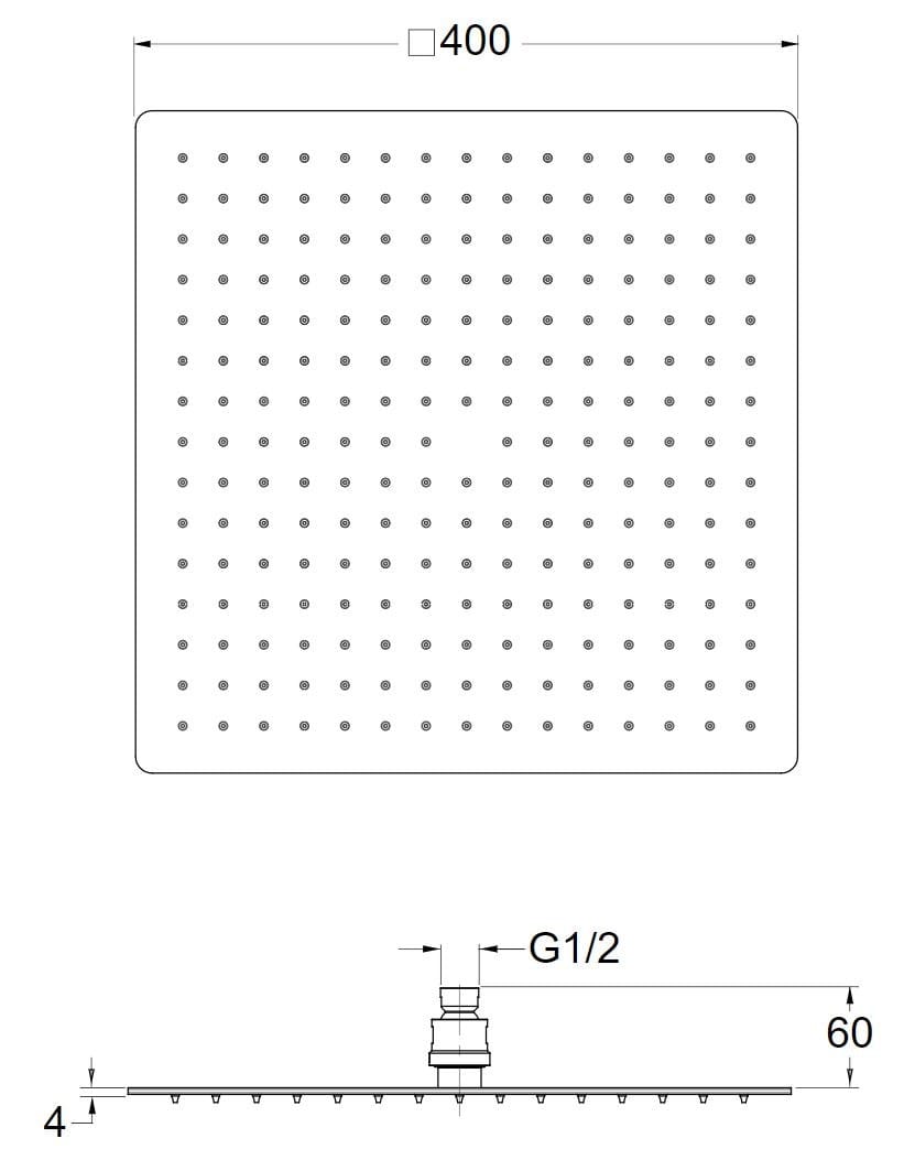 Потолочная квадратная душевая головка с системой защиты от накипи CRISTINA Rubinetterie душевые головки и рычаги-Shower &amp ARCH-00151675 - Вид №2