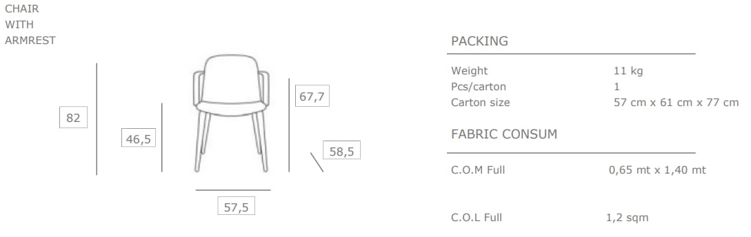 Тканевый стул с подлокотниками JOB’S Вакх ARCH-00051116 - Вид №4