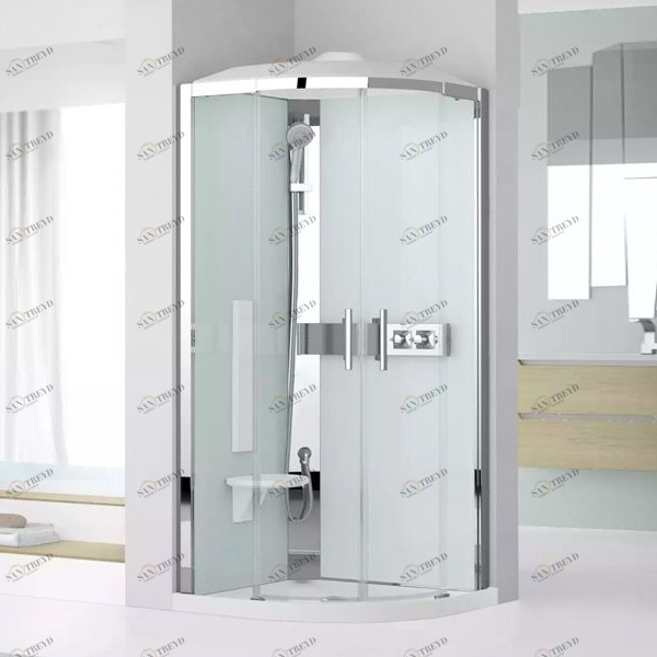 Novellini. Душевая кабина 90x90 R90 HYDROMASSAGE с низким душевым поддоном, крышей и парогенератором GLAX 3 GL3R90M1N1K