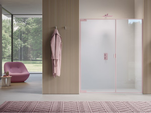 Поворотная поворотная дверь с фиксированной стеной в линии только для ниши