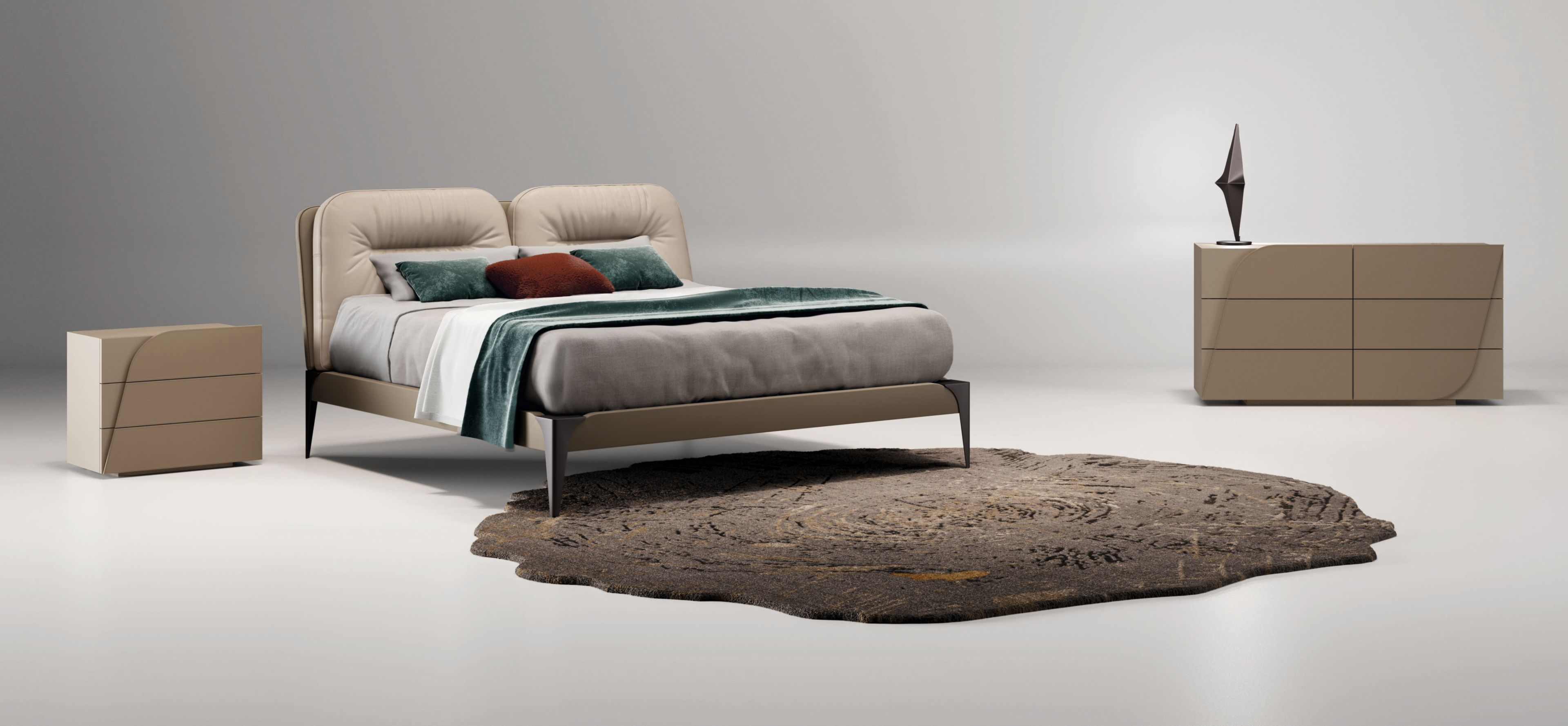 Деревянная двуспальная кровать с мягким изголовьем Bizzotto Italia ARCH-00097889 - Вид №2