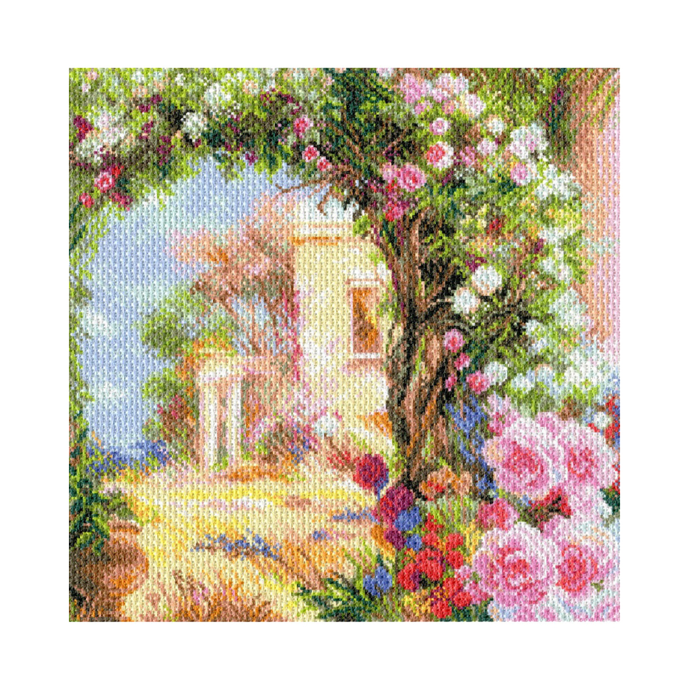 1763 Канва/ткань с рисунком Рисунок на канве 41 см х 41 см "Греция в цвету" Матренин посад 