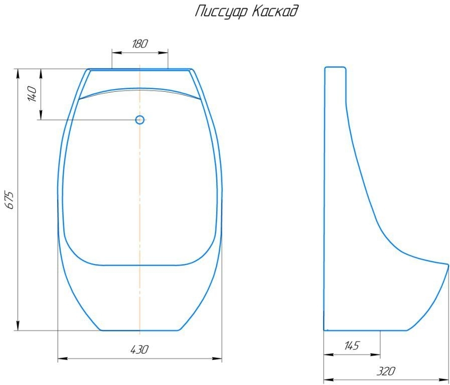 Каскад, Писсуар Писсуар сенсорный настенный ROSA Каскад - Вид №1