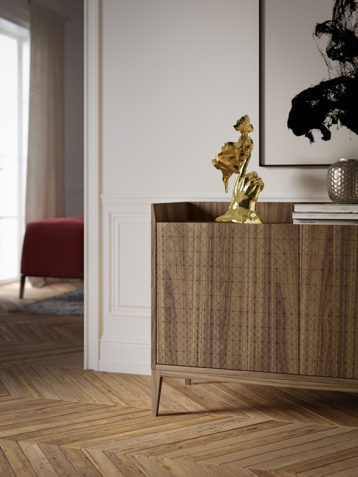 Шкаф из грецкого ореха с распашными дверями Barba design текстуры ARCH-00145115 - Вид №1