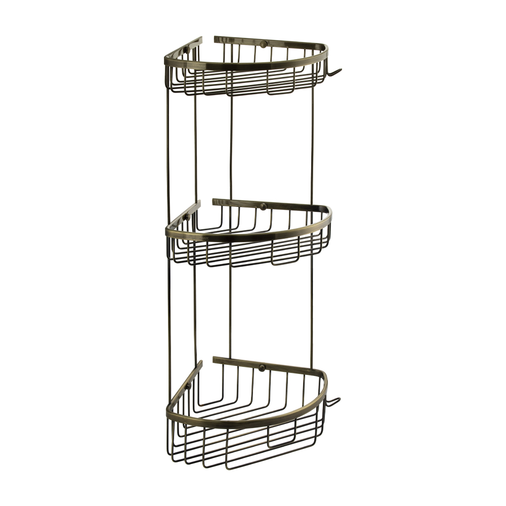 GFmark - Полочка угловая овальная тройная 22 см решетка - БРОНЗА, код: 77257 