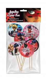 275125 Набор шпажек для канапе и капкейков 12 шт. "Леди Баг и Супер-Кот"
