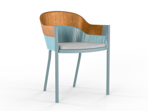 Деревянный и веревочный садовый стул с подлокотниками