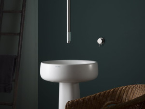 Однорычажный смеситель для раковины из нержавеющей стали и стекла с 2 отверстиями