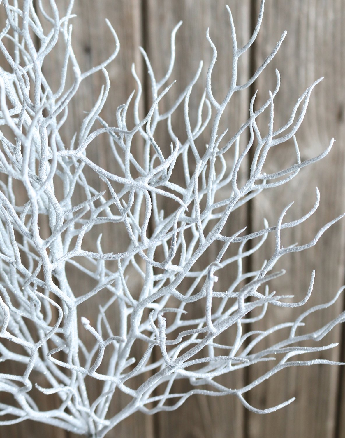 1858 799 a3 Пластиковая веточка с глиттером, 40 см, белая матовая H-andreas 