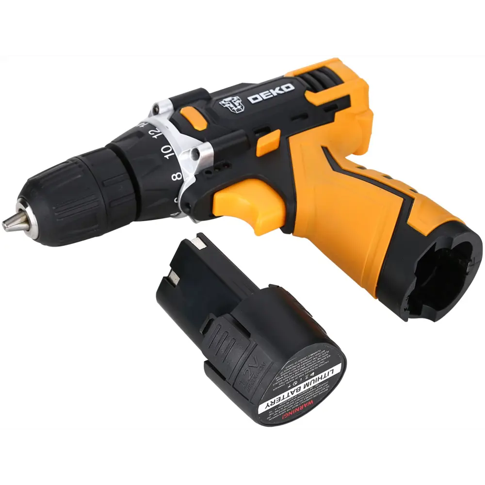 Дрель-шуруповерт аккумуляторная Deko DKCD12FU 12 В Li-ion 1x1.5 Ач и набор инструментов, 104 предмета STLM-2148957 - Вид №6