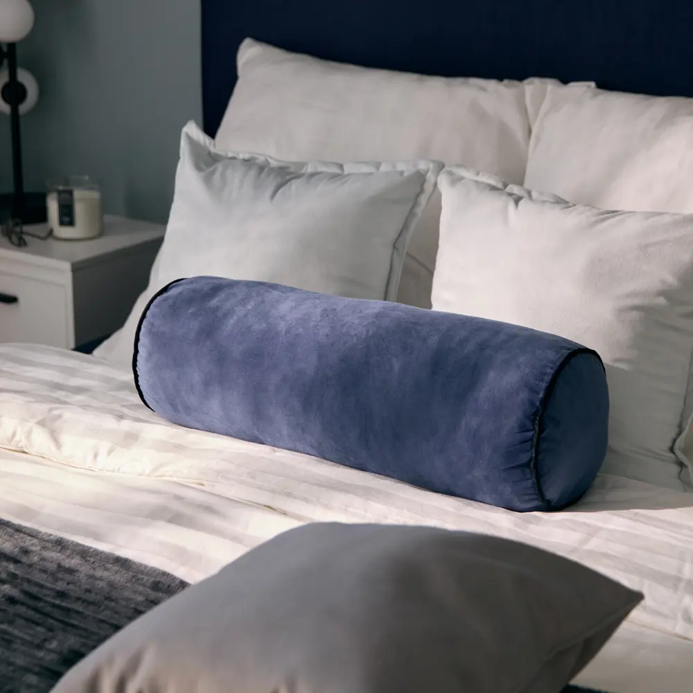 Декоративная подушка-валик 60 см в синем цвете с контрастным кантом 89434364 Santreyd STLM-1582054 - Вид №4