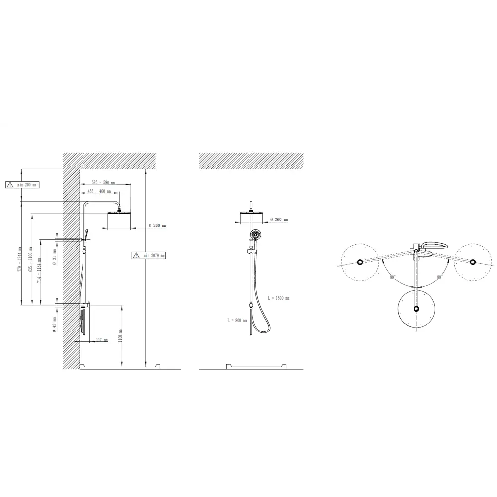 Душевая стойка Sensea Redondo 1 режим цвет чёрный STLM-2077551 - Вид №14