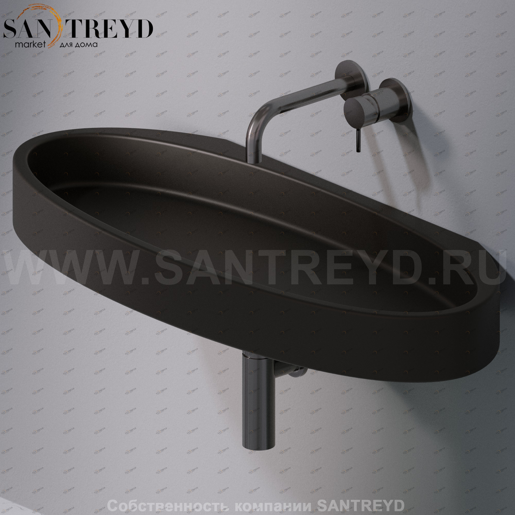 L016T1RPV4.105 Подвесная раковина настенная овальная A. e T. Italia P35 черная AeT ITALIA