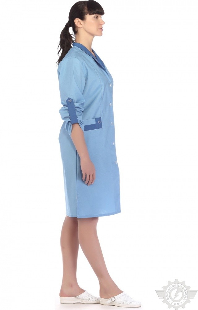 61736 Халат "Радуга" длинный рукав голубой  Одежда для обслуживающего персонала  размер 56 Спецодежда  - Вид №10
