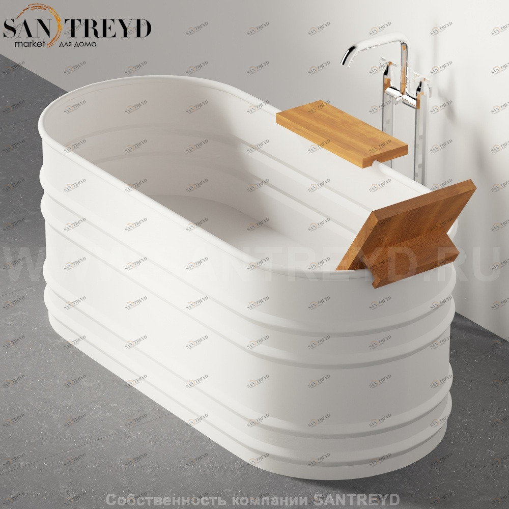 Ванна свободностоящая VIEQUES XS стальная белая в комплекте со спинкой ироко Agape AVAS0912IZZ