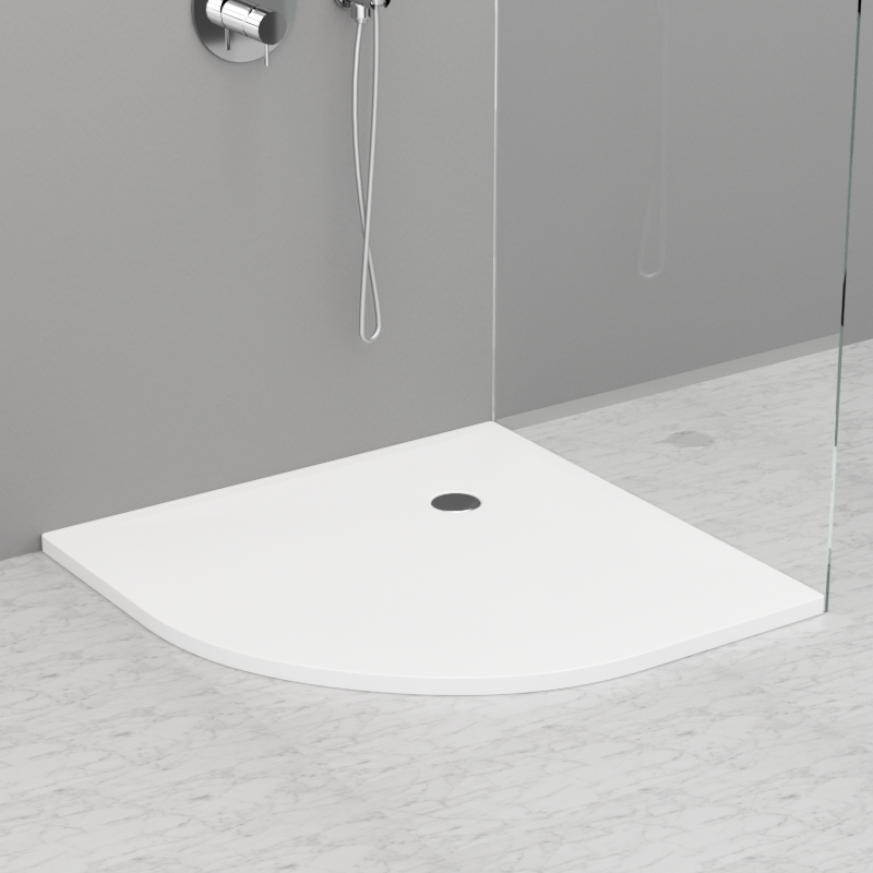 704916 Душевой поддон угловой из акрила h3 с антислипом белый в комплекте с сифоном, цвет Белая глазурь Kerasan DOCCIA Италия