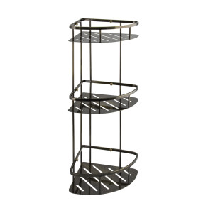 GFmark - Полочка угловая, овальная, с литым дном, тройная, 22 см - БРОНЗА, код: 77357