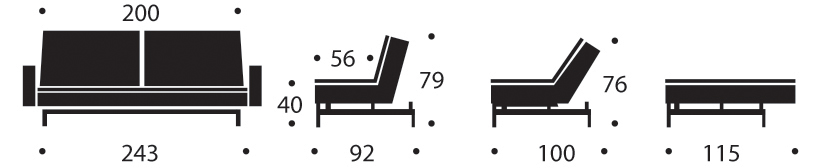 Диван Dublexo с мягкими подлокотниками и ножками из светлого дуба, тёмно-серый Innovation Living DUBLEXO9 - Вид №5