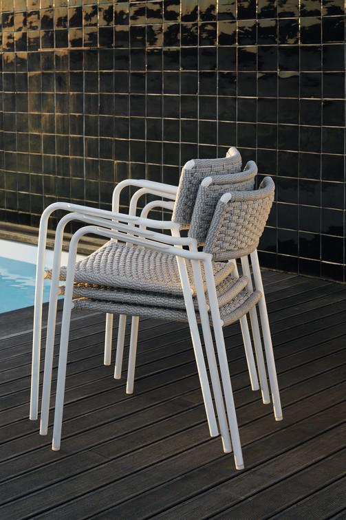 Стул белый веревка 11мм серебристый Manutti Echo MNST586 - Вид №5