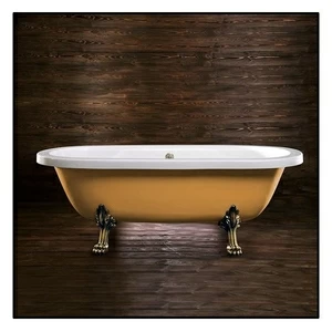Ванна напольная отдельностоящая бежевая с золотыми ножками "Львиная лапа" Akcjum Octavia WN-09-01-BR-B