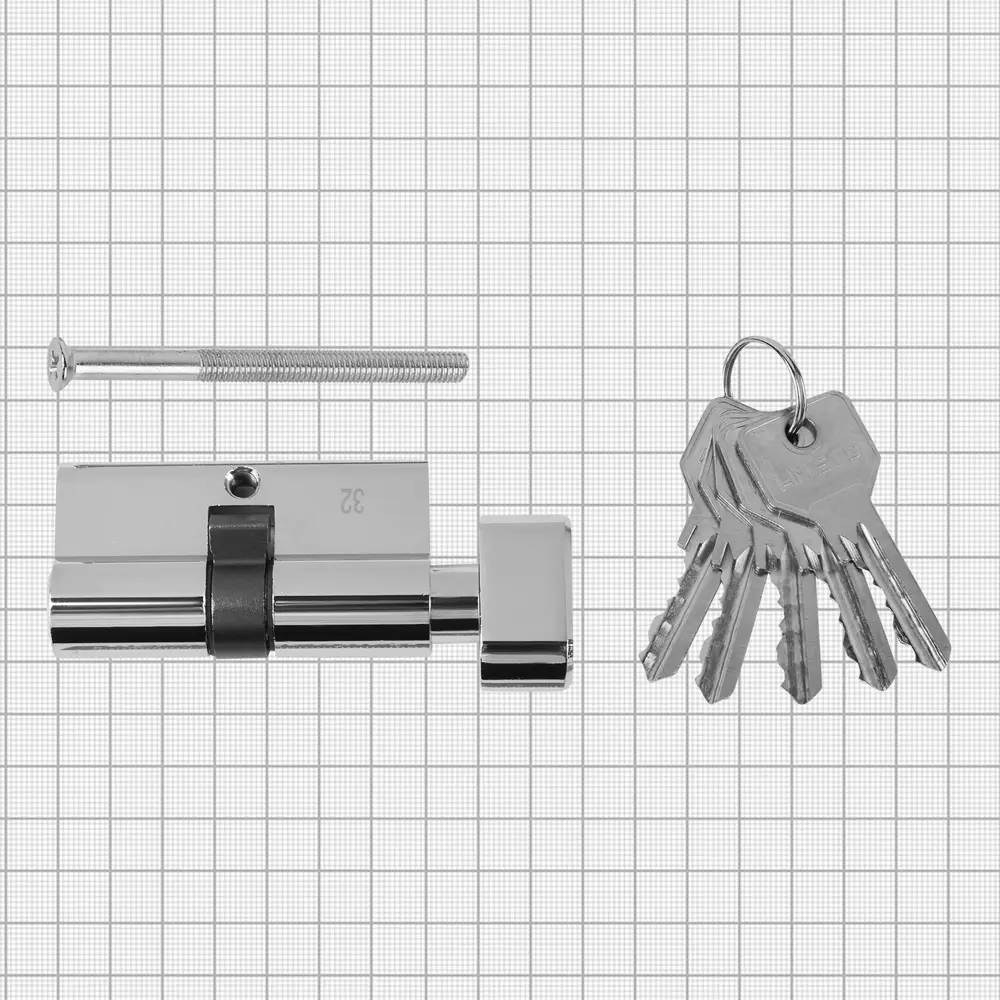 Цилиндр дверной НОРА-М с вертушкой и ключами, хромированный 83684378 ECO Z STLM-0043444 - Вид №3