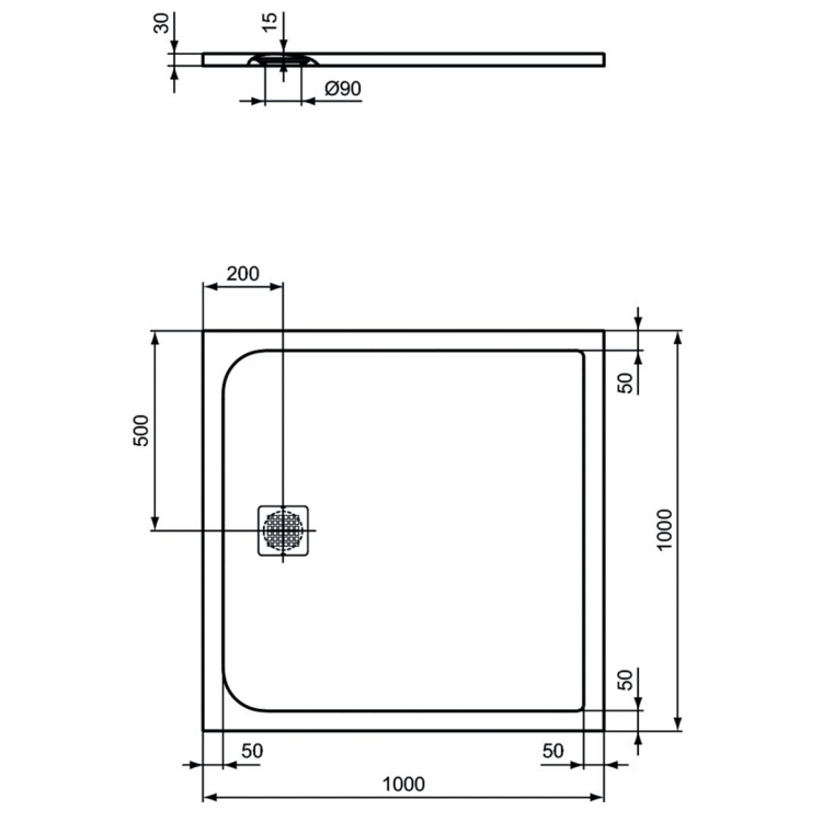 K8216FT Душевой поддон 100х100 см Ideal Standard ULTRAFLAT S  - Вид №2