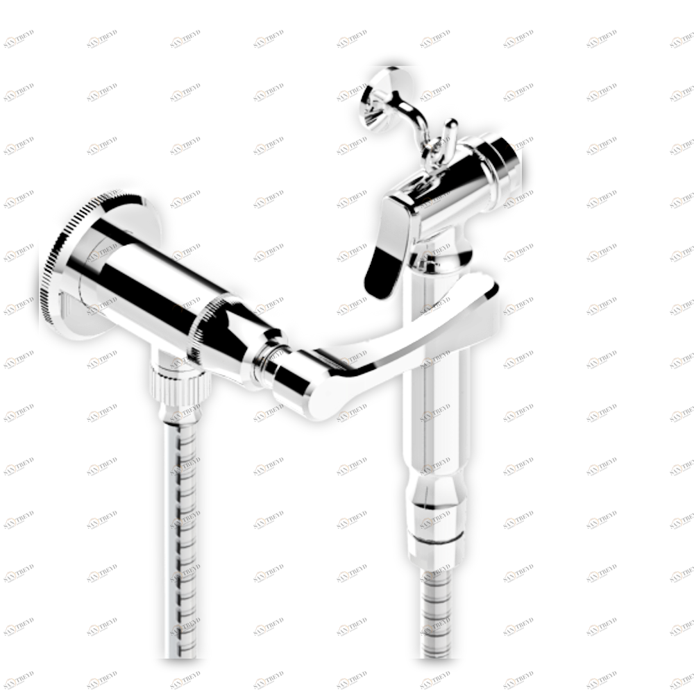 A55-5840/8 Душ гигиенический: вентиль, 1.25 м шланг, крючок, вывод для душа и лейка с клапаном (возможны только следующие покрытия A02, B01,C01, D03, E02, F01, G01,G02) Thg-paris Art Déco с рукоятками Хром A55 5840/8 A02 CAT.A