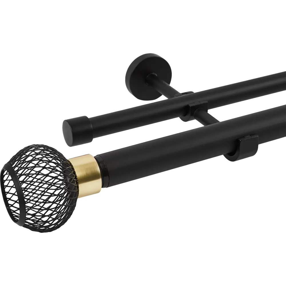 INSPIRE Glama — двухрядный карниз для штор 200-360 см черный 84407315 STLM-0049484