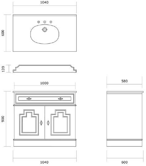 Gentry Home Тумба под умывальник из лакированной древесины одинарная Byron sun-id-1443486 - Вид №4