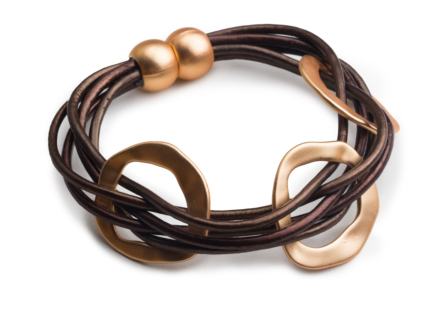 MIX_1996_1 Браслет кожа, металл 4 цвета, алюминиевые кольца Mix Culture Santreyd 