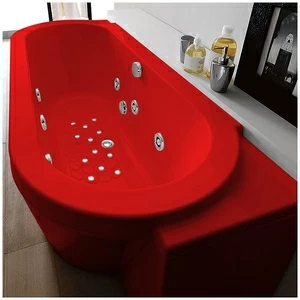Ванна Gruppo treesse Playa V818Q-SX-K красная с гидромассажем, аэромассажем и дезинфекцией овальная угловая пристенная левая